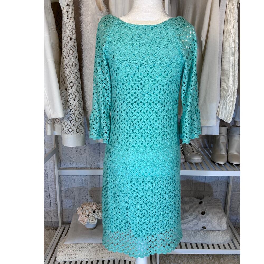 Rabbit, Rabbit, Rabbit Womens Sz M Mint Green Lace Bell Sleeve Shift Dress #0097 - Picture 3 of 7
